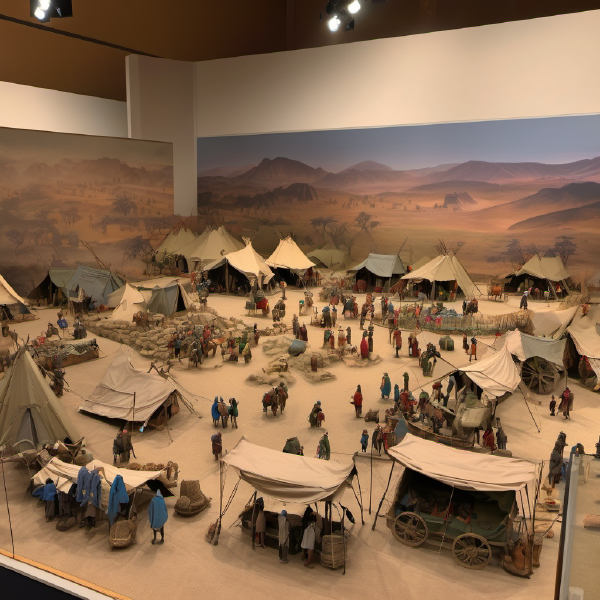 Life-size diorama of a nomadic camp