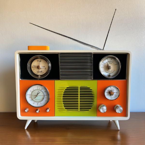 Midcentury modern style tabletop radio